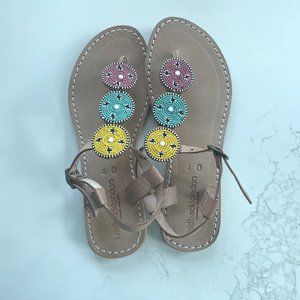 Laidback London Isko Beaded Sandal Multicolor/Tan Size 40 NIB